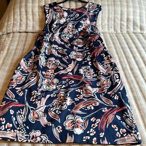 Long Tall Sally Navy Blue Floral Dress with waist detailing